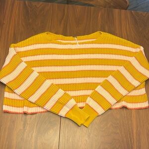 SOLD Free PeopleYellow and Pink Cropped Sweater
